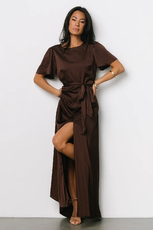 Agnes Satin Maxi Dress | Espresso