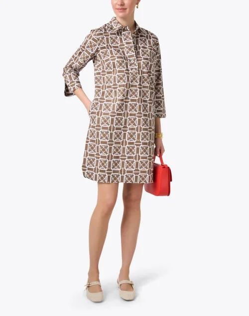 Aileen Brown and White Print Cotton Dress