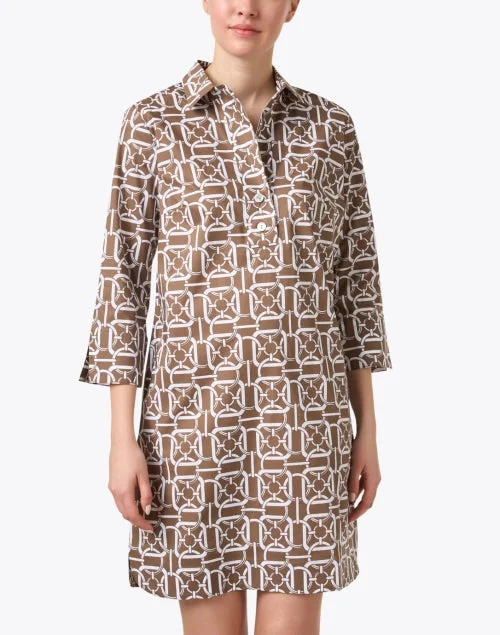 Aileen Brown and White Print Cotton Dress