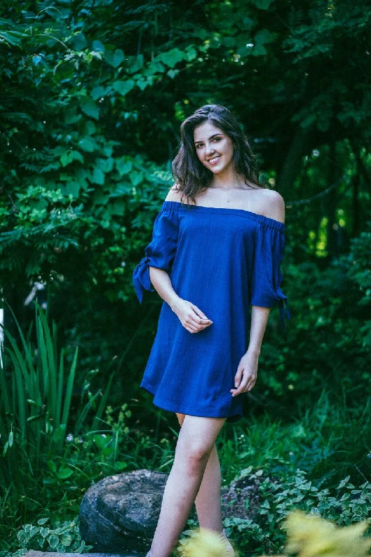 Alice Navy Off-the-Shoulder Dress