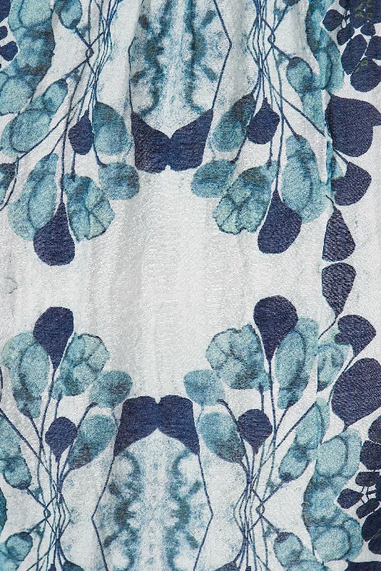 Amalie Midi Dress In Blue Leaf Print