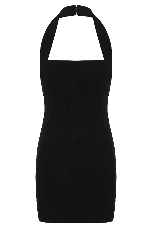 Amelita Suiting Halter Mini Dress - Black