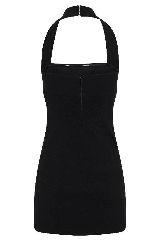 Amelita Suiting Halter Mini Dress - Black