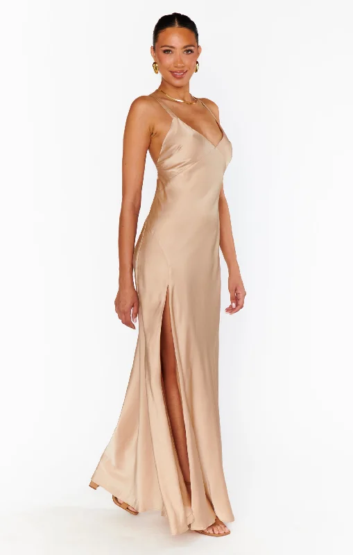 Anderson Maxi Dress ~ Champagne Luxe Satin