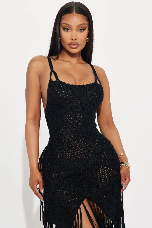 Andrea Crochet Mini Dress - Black