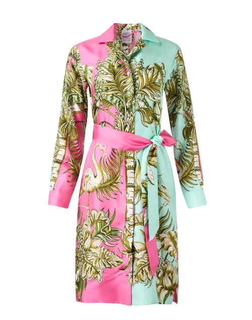 Avana Multi Print Silk Shirt Dress