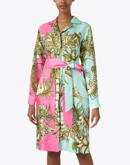 Avana Multi Print Silk Shirt Dress