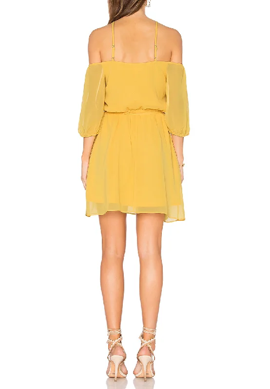 Yellow Blouson Off Shoulder Mini Dress