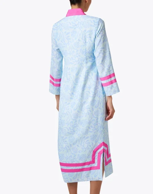 Blue and Pink Silk Blend Tunic Dress