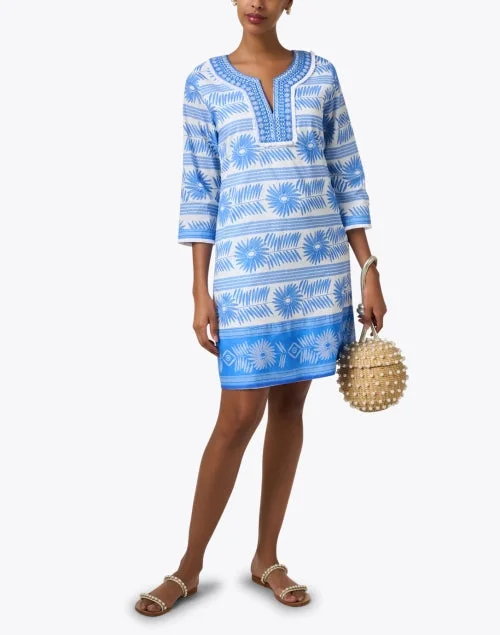 Blue Print Cotton Tunic Dress