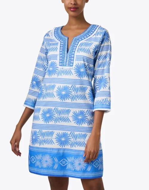 Blue Print Cotton Tunic Dress