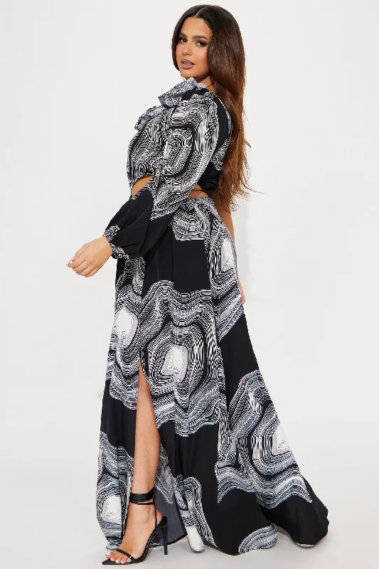 Bowie Printed Maxi Dress - Black/White