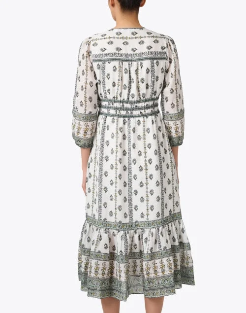 Castella Ivory and Green Printed Dress