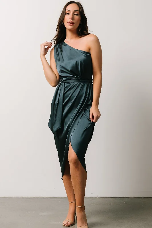 Celia One Shoulder Midi Dress | Midnight