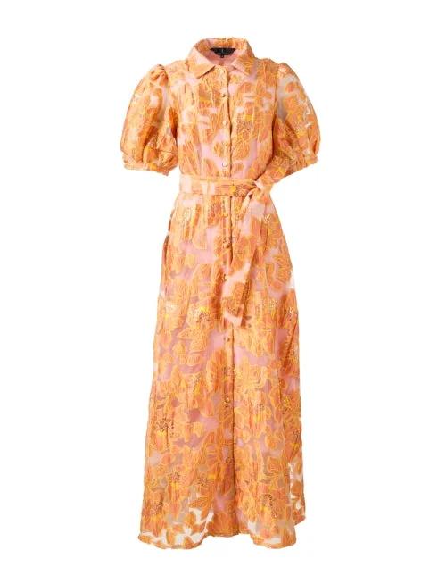 Charlotte Gold and Orange Floral Print Dress