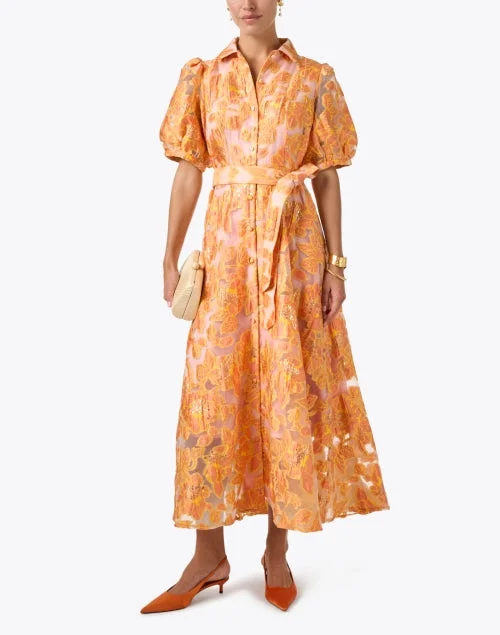 Charlotte Gold and Orange Floral Print Dress