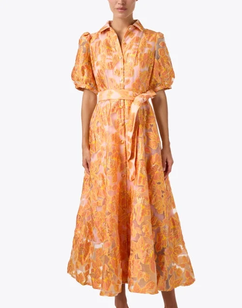 Charlotte Gold and Orange Floral Print Dress