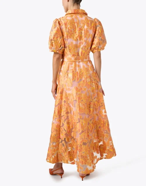 Charlotte Gold and Orange Floral Print Dress