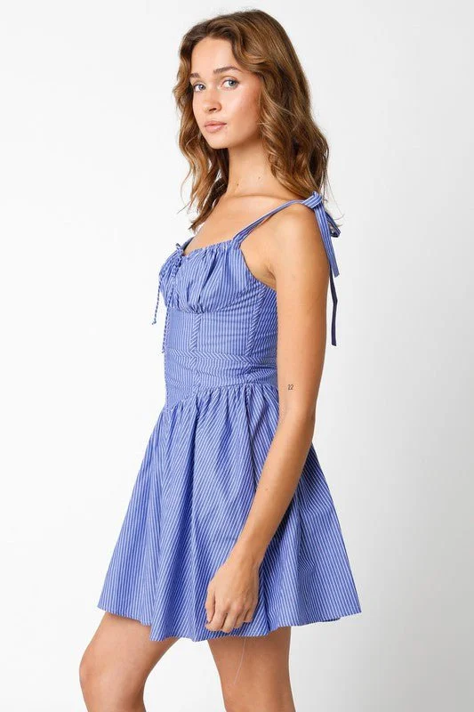 Chateau Blue Stripe Bustier Dress