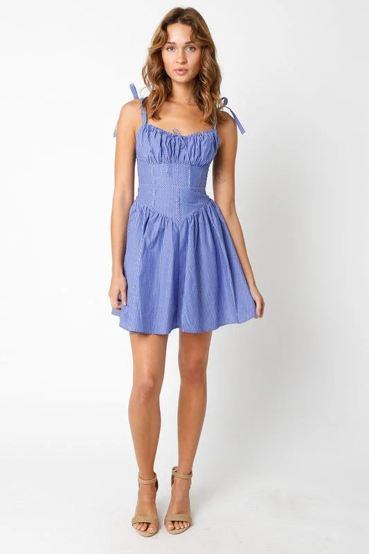 Chateau Blue Stripe Bustier Dress