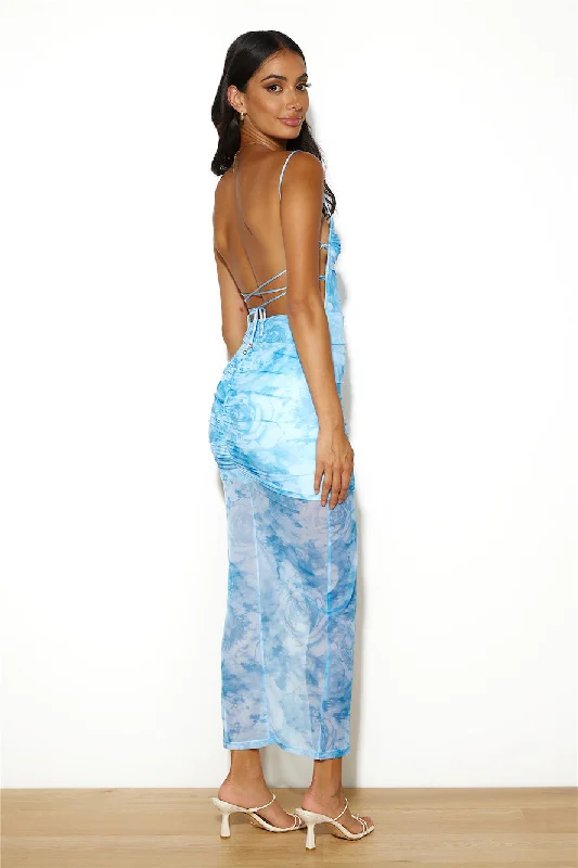 Chilled Splash Maxi Dress Blue