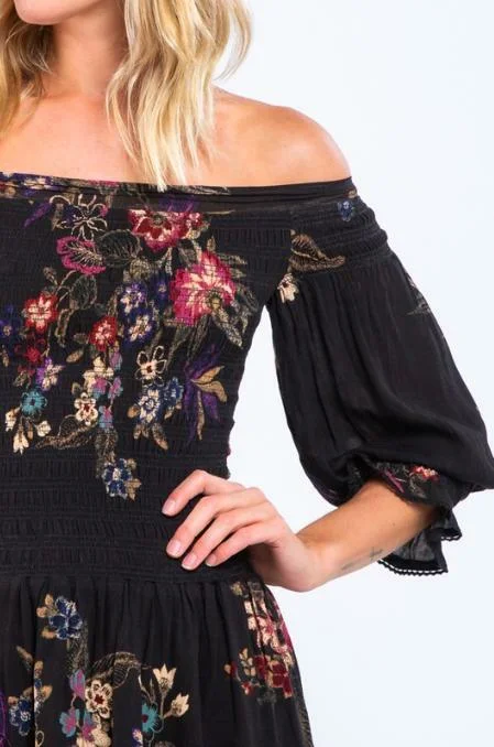 Christina Black Floral Print Mini Dress