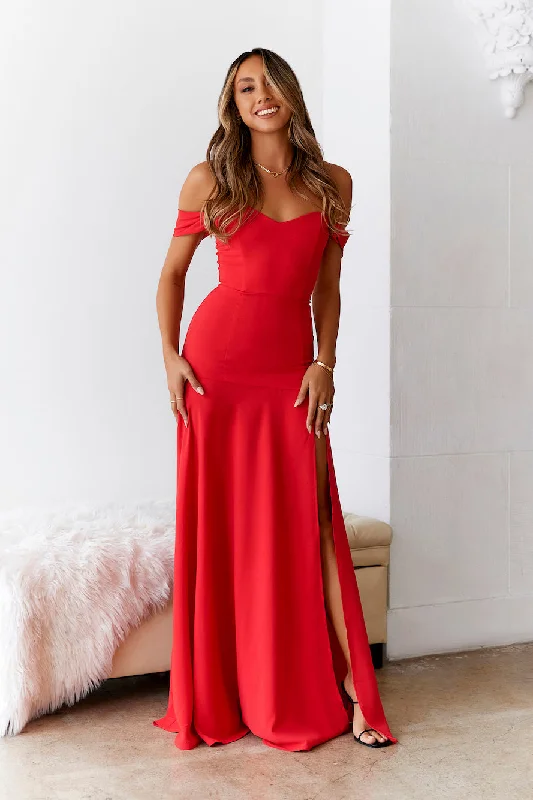 DEAR EMILIA Blushing Cinderella Maxi Dress Red