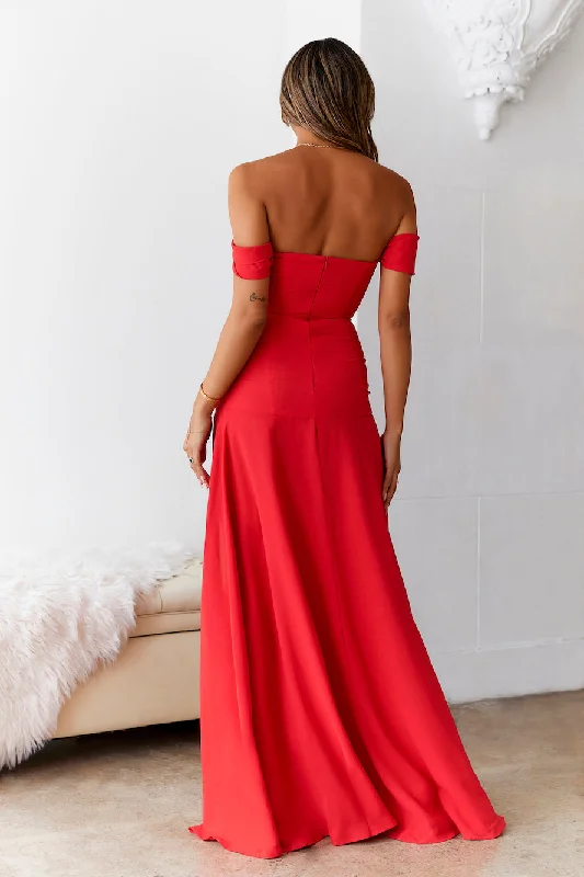 DEAR EMILIA Blushing Cinderella Maxi Dress Red