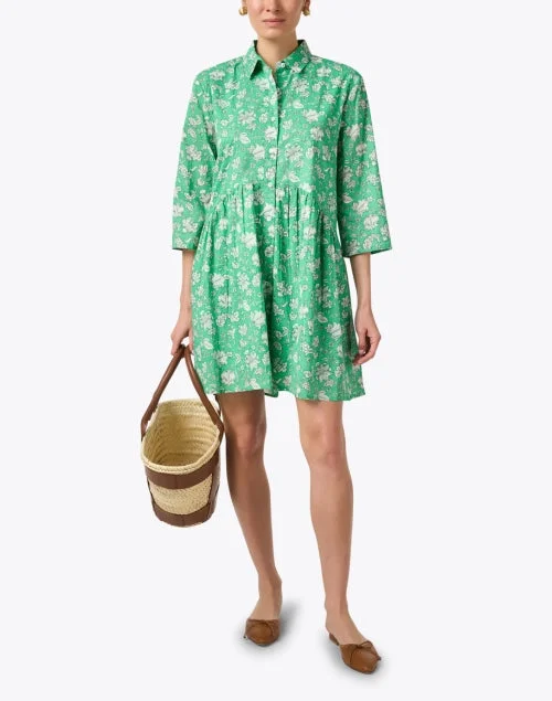 Deauville Green Floral Print Shirt Dress