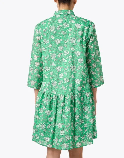 Deauville Green Floral Print Shirt Dress