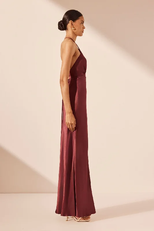 ELIA CROSS BACK HALTER MAXI DRESS - SHIRAZ