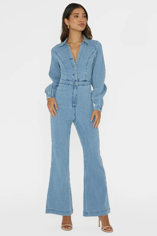 Emilio Long Sleeve Jumpsuit Denim Blue