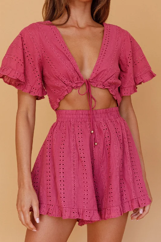 Endless Weekend Tied Bust Romper Rose