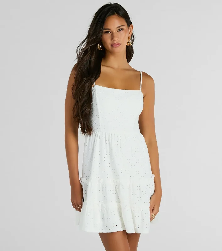 Feeling Amore Tie-Back A-Line Eyelet Mini Dress