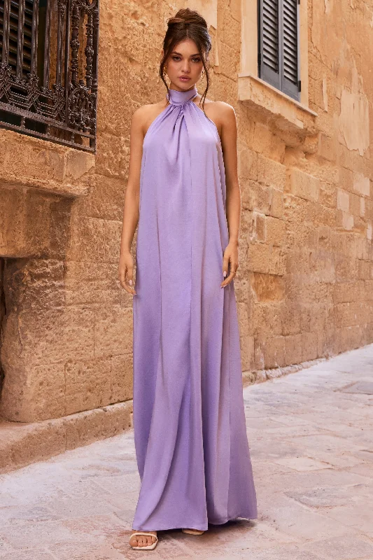 Gloriana | Lilac Satin High-Neck Maxi Dress