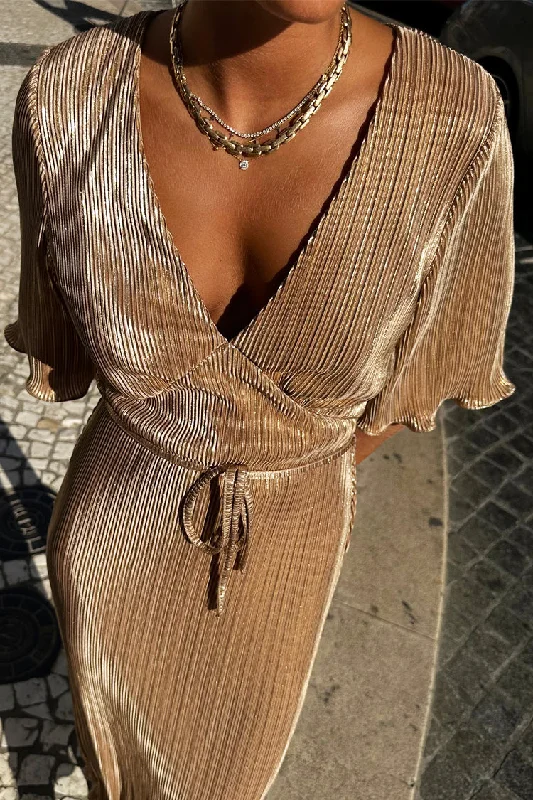 Gold Plisse Dress