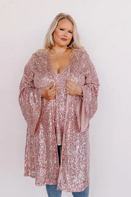 Gorgeous Glisten Sequin Overlay In Pink Curves