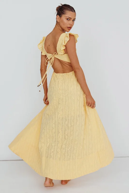 Greatest Hits Ruffle Strap Maxi Dress Yellow