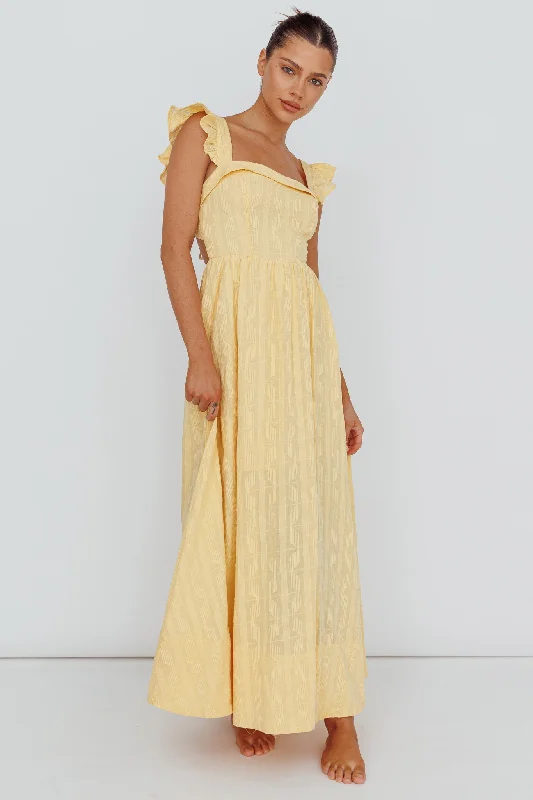 Greatest Hits Ruffle Strap Maxi Dress Yellow