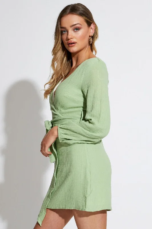 Green Mini Dress Short Sleeve