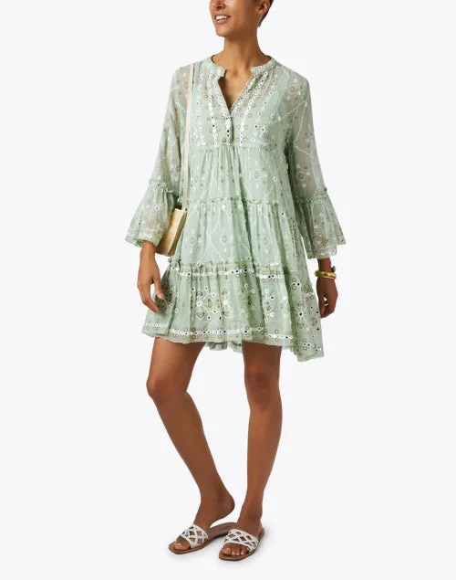 Green Mosaic Print Dress