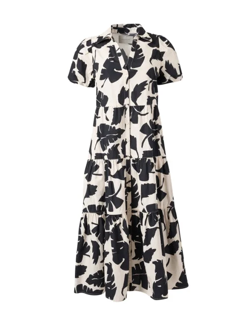 Havana Black and White Print Midi Dress