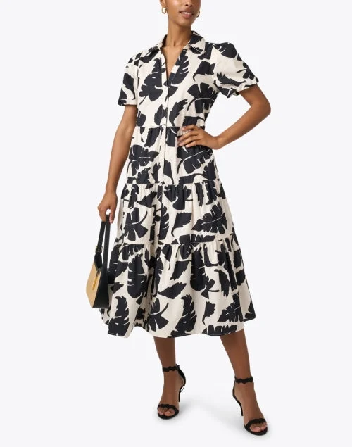 Havana Black and White Print Midi Dress