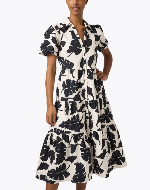 Havana Black and White Print Midi Dress