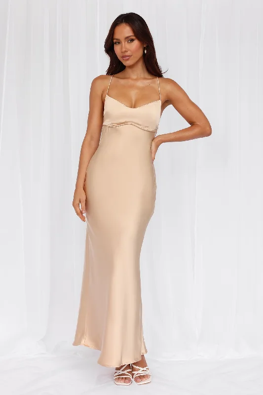 HELLO MOLLY The Samara Satin Maxi Dress Champagne