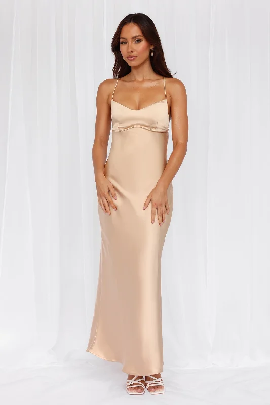 HELLO MOLLY The Samara Satin Maxi Dress Champagne