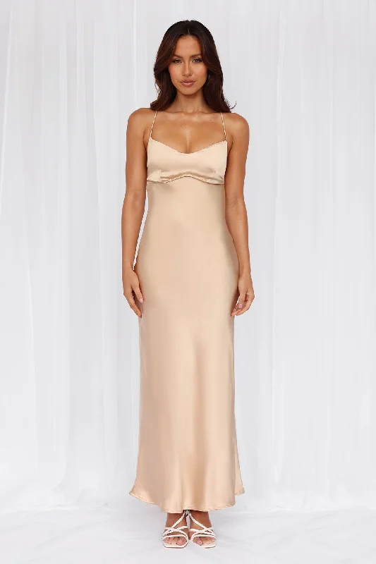 HELLO MOLLY The Samara Satin Maxi Dress Champagne