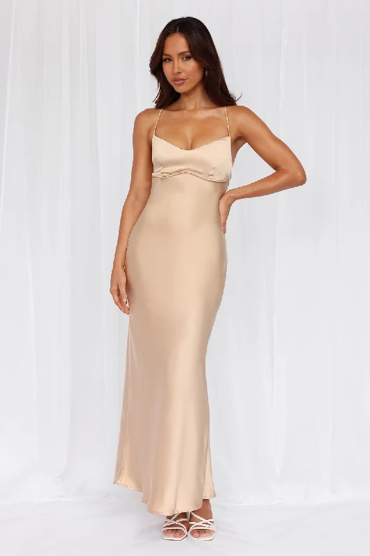 HELLO MOLLY The Samara Satin Maxi Dress Champagne