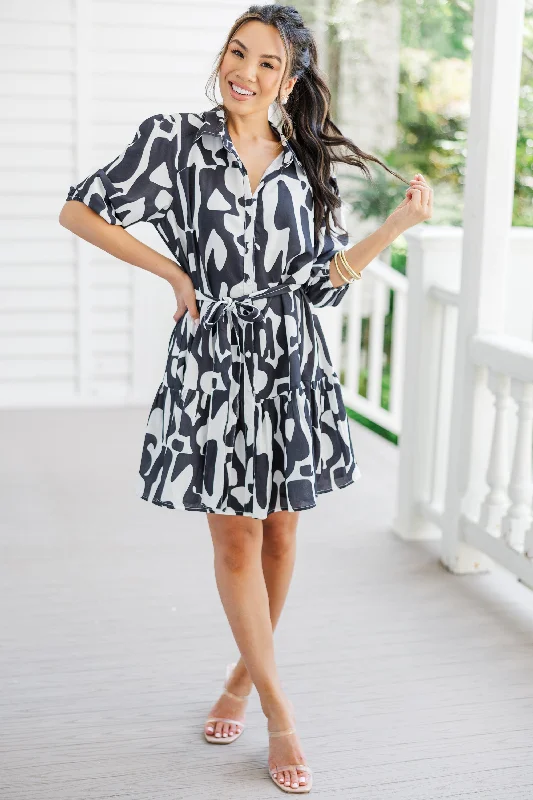 It's All Good Black Abstract Dress