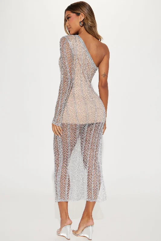 Jenna Crochet Maxi Dress - Silver